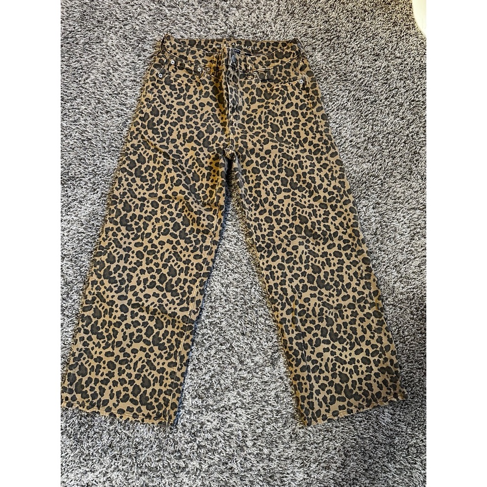 American Eagle Outfitters Leopard Print Ankle Cropped Jeans - Tan & Black